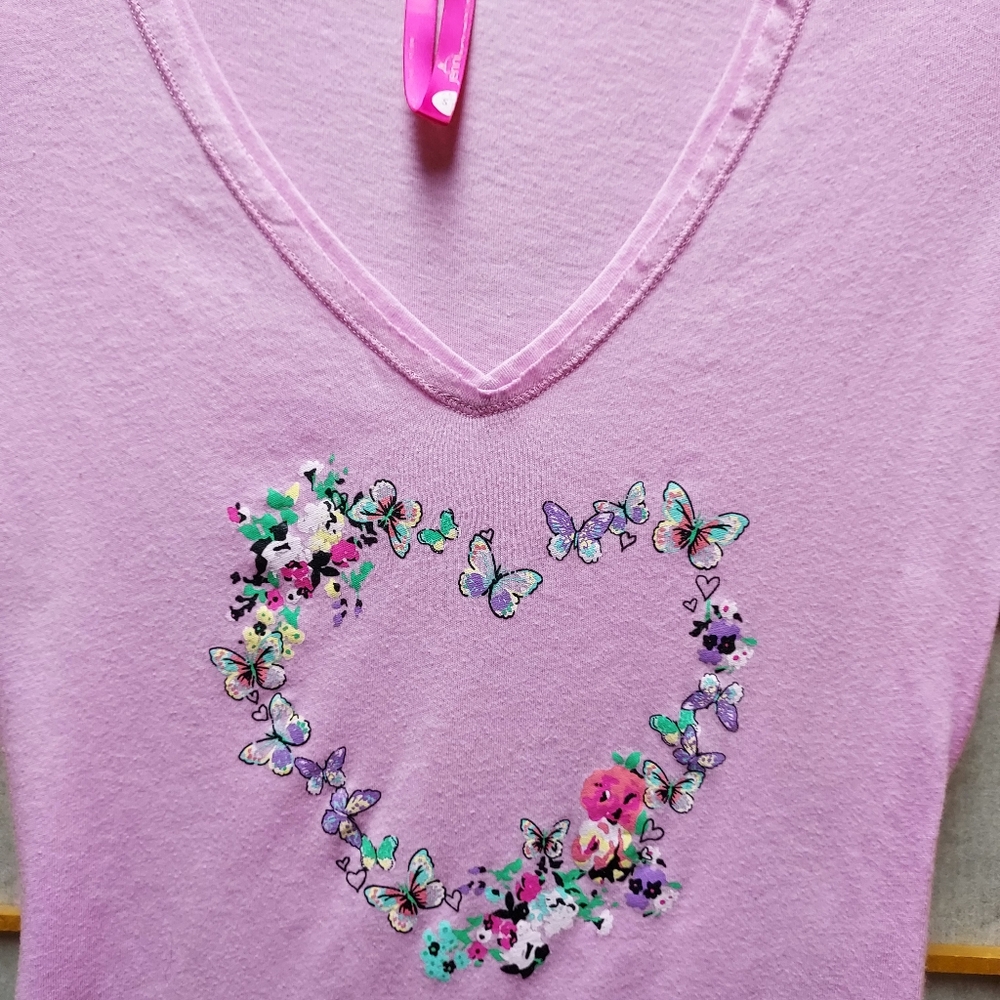 🦋 Jenni butterfly floral heart shirt junior's S women's XS - Picture 2 of 3